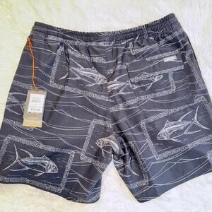 Quiksilver Waterman Men’s Swim Trunks Board Shorts L Gray Fish Print Recycled